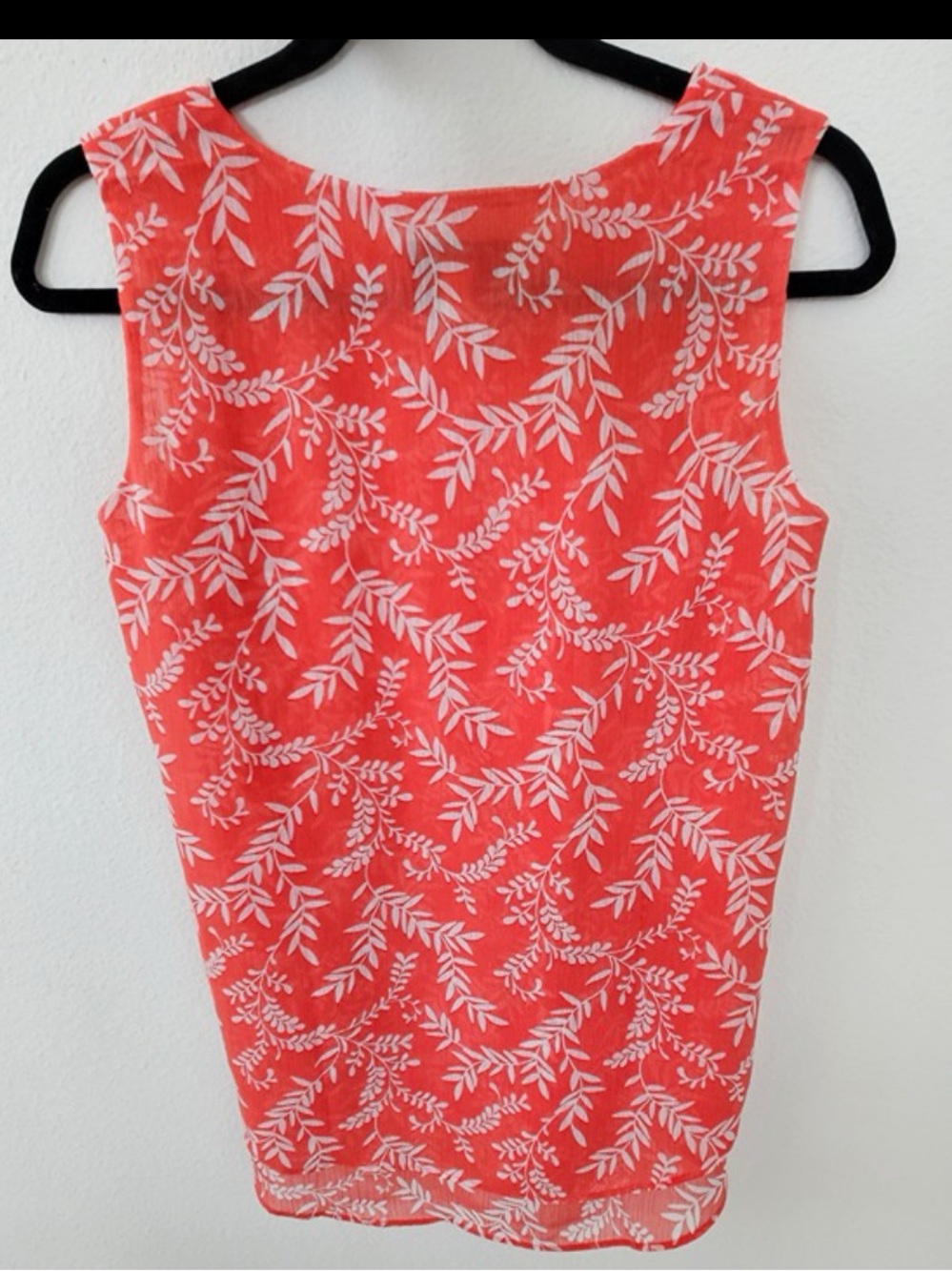 Cristina B Sleeveless Coral with White Leaf Print Top, Size: XS -Preowned